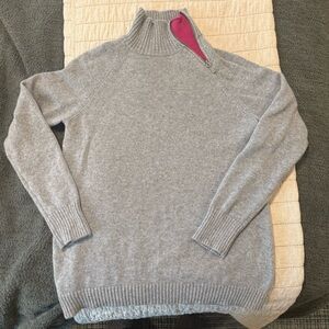 Garnet Hill Cashmere Women's Sweater with Pink Zipper Accent